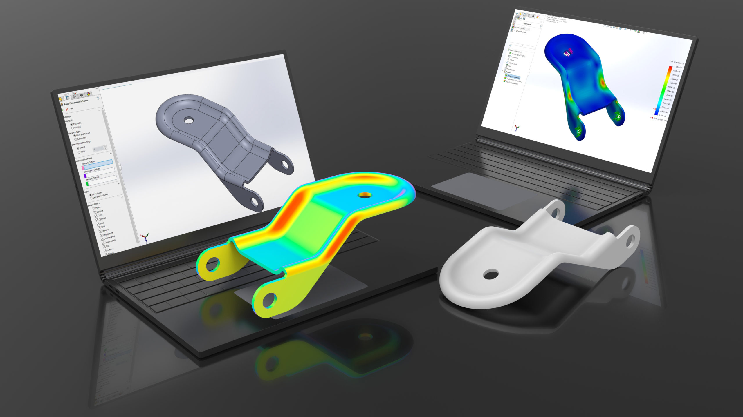 3d,Rendering,-,Computer,Aided,Design,Mechanical,Bracket,On,Black